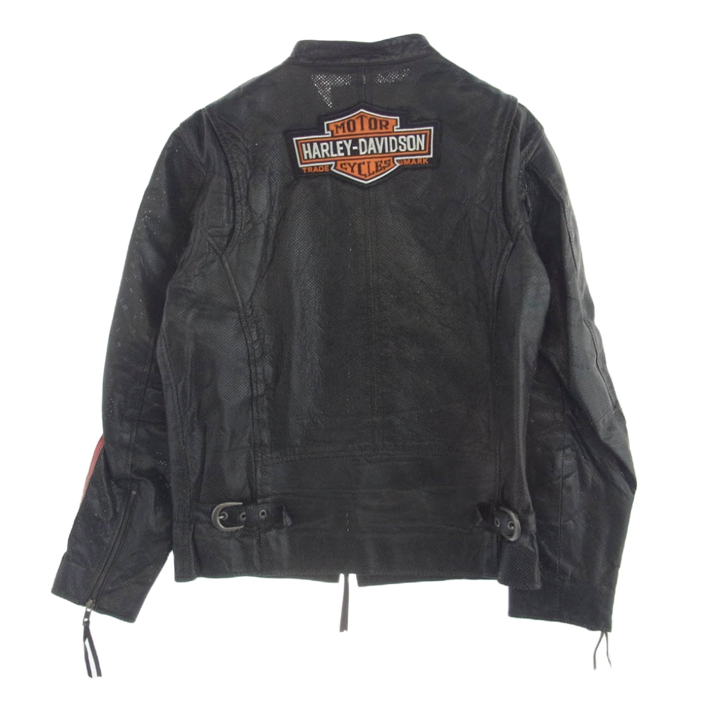 リューグーレザーズ パンチング レザー シングル ライダース ジャケット ブラック系 M【中古】