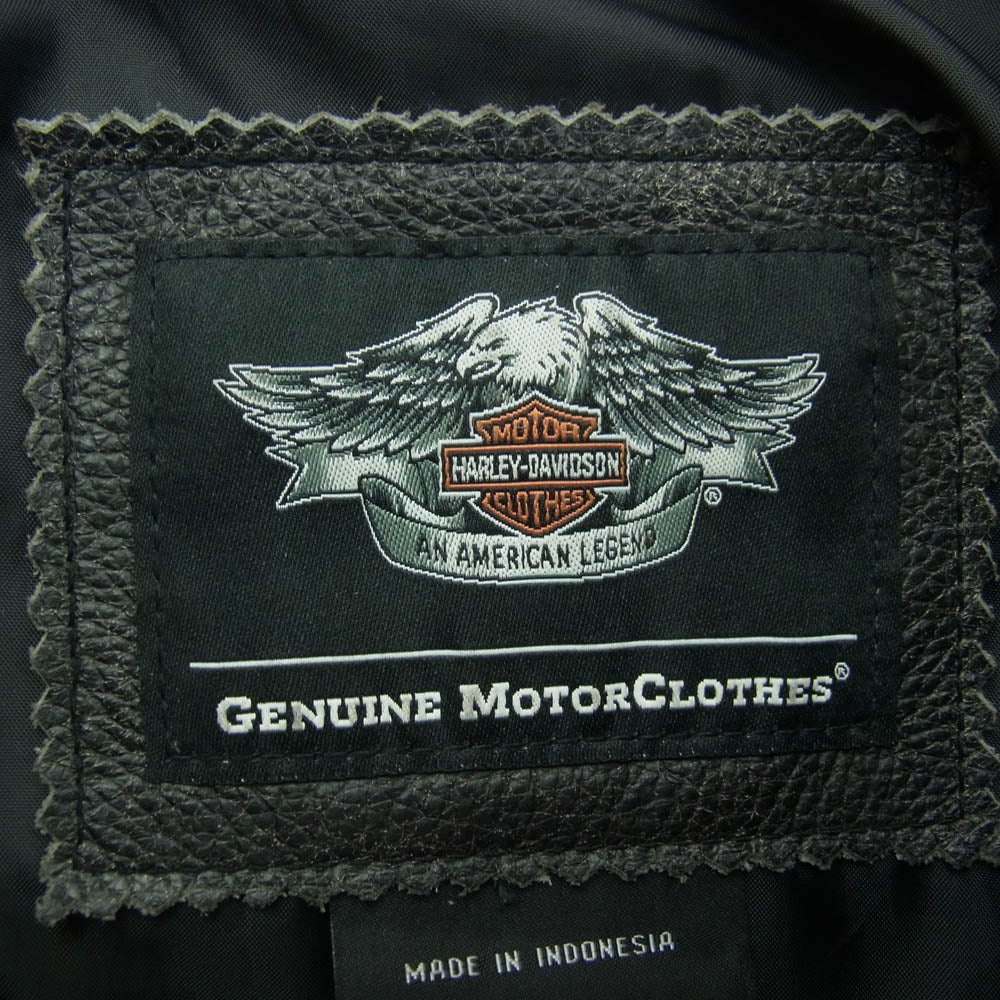 HARLEY DAVIDSON ハーレーダビッドソン ジップアップ レザー ベスト ブラック系 S【中古】