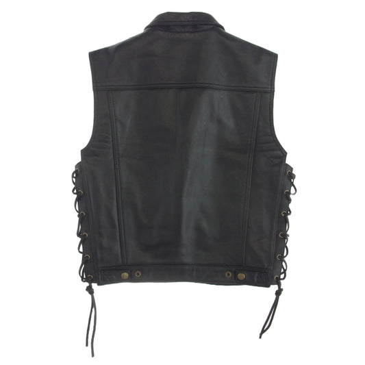 KADOYA カドヤ KQXGV-326 Gジャン型 レースアップ レザー ベスト スナップボタン ブラック系 L【中古】