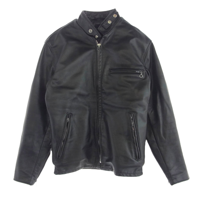 schott ショット 641 LEATHER SINGLE RIDERS JACKET レザー シングル ライダース ジャケット ボアライナー付 ブラック系 36【中古】