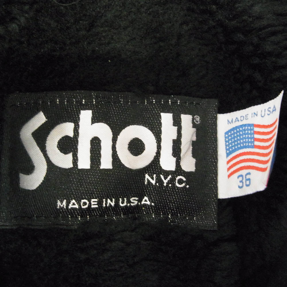 schott ショット 641 LEATHER SINGLE RIDERS JACKET レザー シングル ライダース ジャケット ボアライナー付 ブラック系 36【中古】