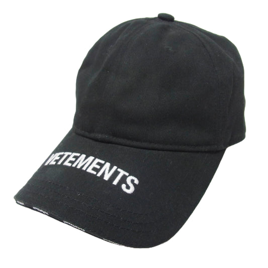 VETEMENTS ヴェトモン UAH21CA264 ロゴ刺繍 ベースボールキャップ ブラック系【中古】
