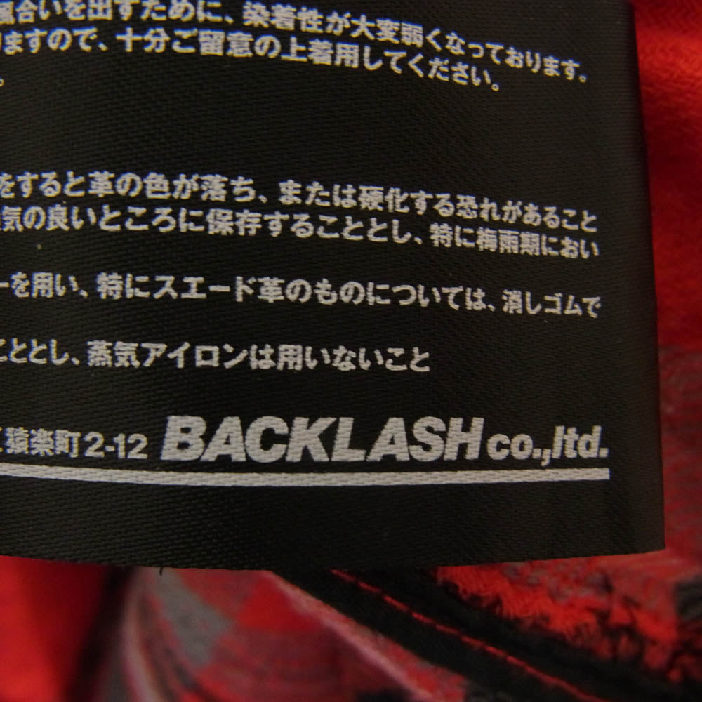 ISAMUKATAYAMA BACKLASH イサムカタヤマバックラッシュ 1248-01 ピッグスエード 二重ガーゼ チェック柄 長袖 シャツ レッド系 M【中古】