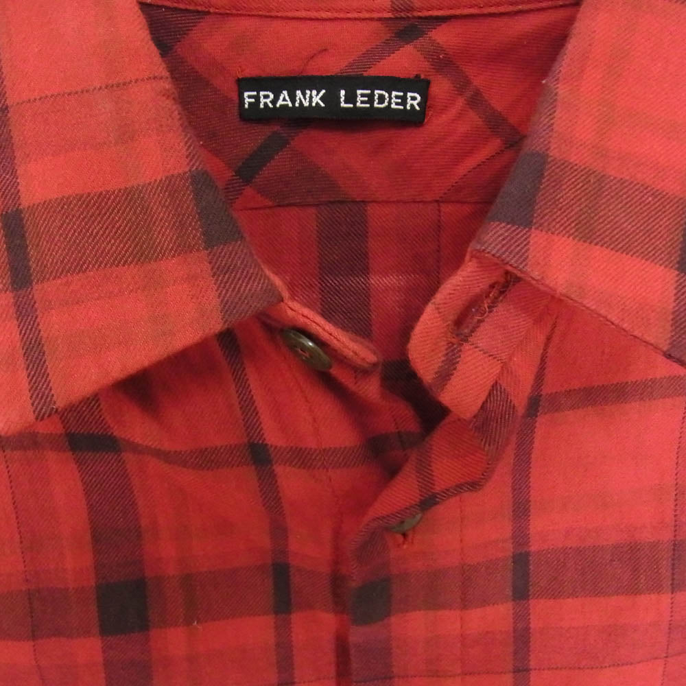 FRANK LEDER フランクリーダー 0316089 RED CHEQUERD SHIRT WITH LEATHER DOT S/S チェック柄 長袖 シャツ レッド系 XS【中古】