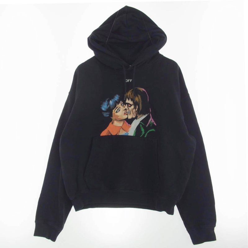 OFF-WHITE オフホワイト OMBB037R19B97003 KISS OVER HOODIE キス オーバーサイズ フーディ プルオーバ― パーカー ブラック系 XL【中古】