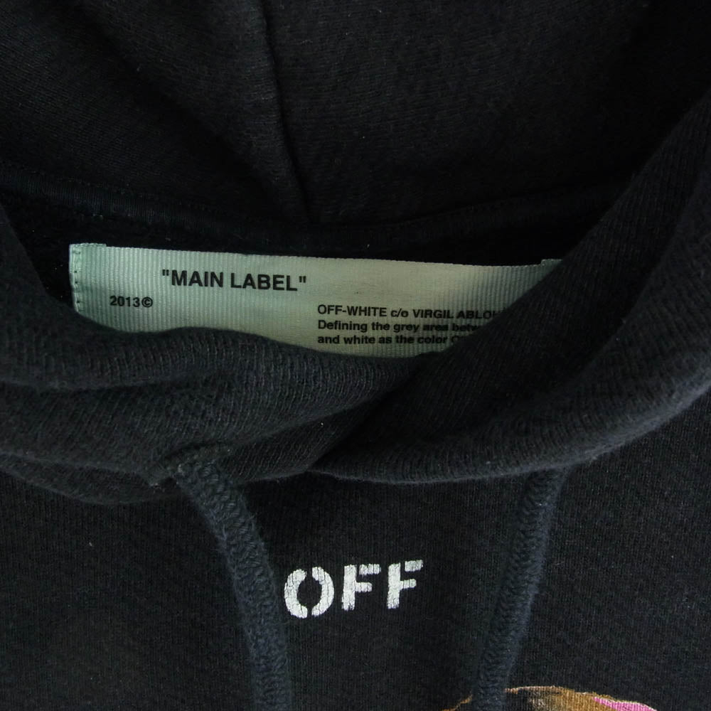 OFF-WHITE オフホワイト OMBB037R19B97003 KISS OVER HOODIE キス オーバーサイズ フーディ プルオーバ― パーカー ブラック系 XL【中古】