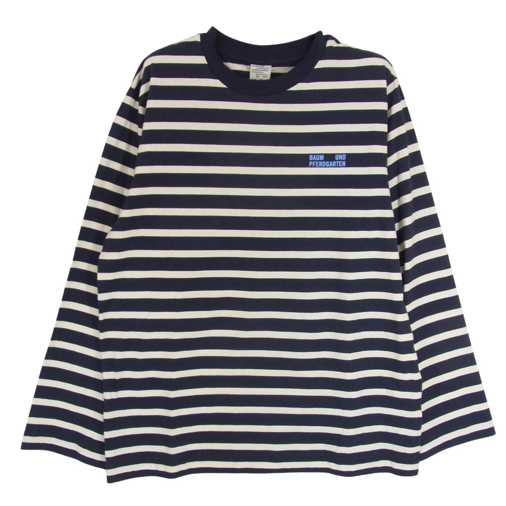 バウムウンドヘルガーデン oversized border tops オーバーサイズ ボーダー 長袖 Tシャツ ネイビー系 XS【極上美品】【中古】