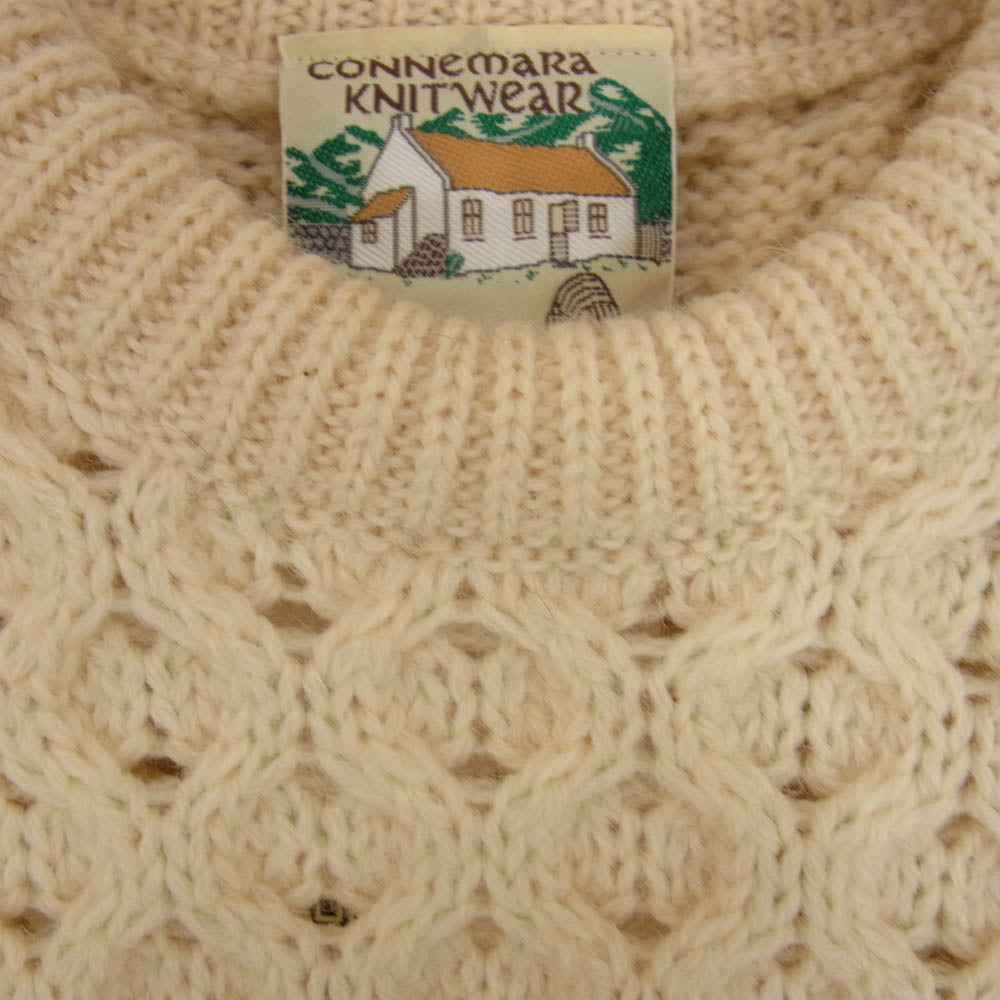 ヴィンテージ 80s アイルランド製 connemara knitwear フィッシャーマン アラン セーター ケーブル ニット オフホワイト系 M【中古】