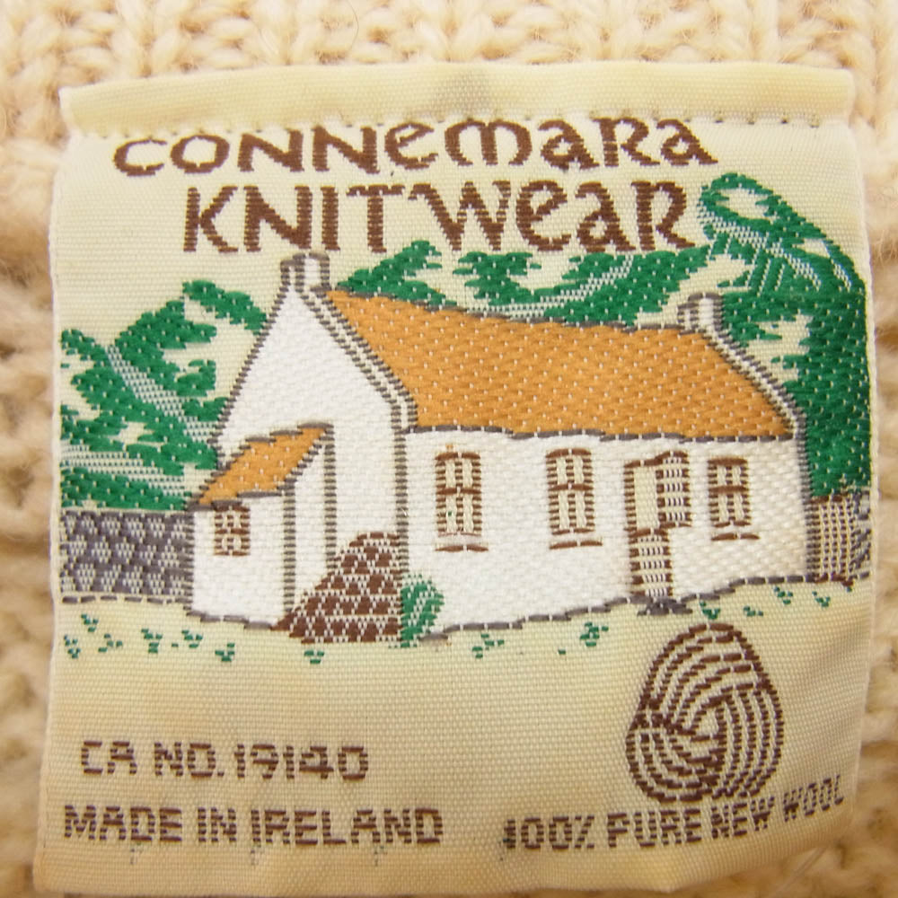 ヴィンテージ 80s アイルランド製 connemara knitwear フィッシャーマン アラン セーター ケーブル ニット オフホワイト系 M【中古】