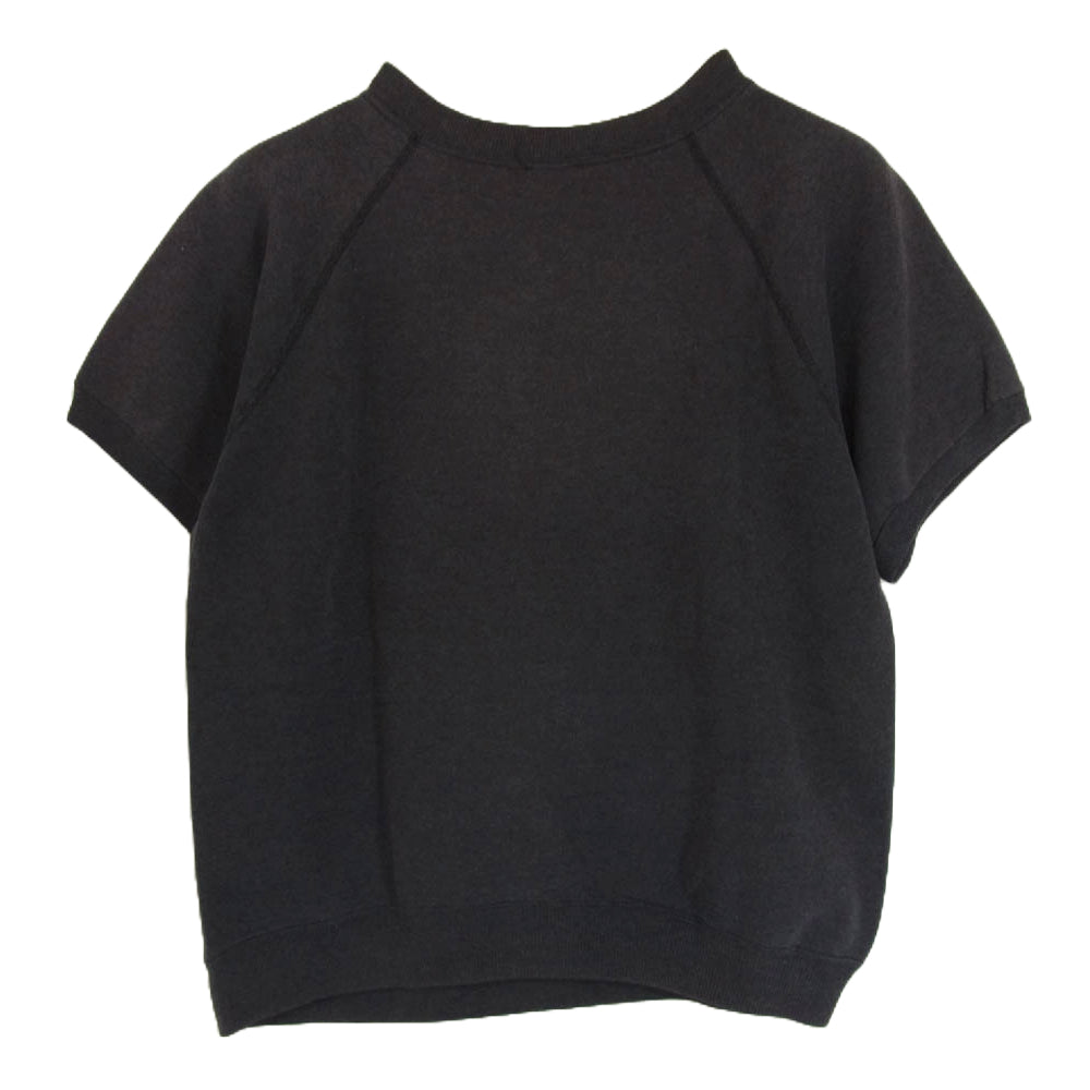 90s ヴィンテージ カレッジ プリント 丸首 クルーネック 半袖 スウェット ブラック系 サイズ表記無【中古】