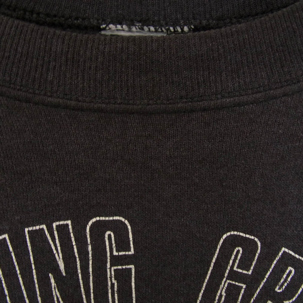90s ヴィンテージ カレッジ プリント 丸首 クルーネック 半袖 スウェット ブラック系 サイズ表記無【中古】