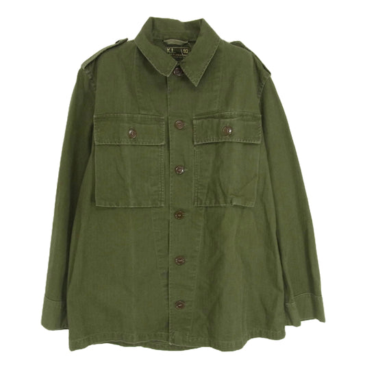 ヴィンテージ 60’s オランダ軍 HBT ヘリンボーン フィールド シャツ 長袖 カーキ系 サイズ表記無【中古】