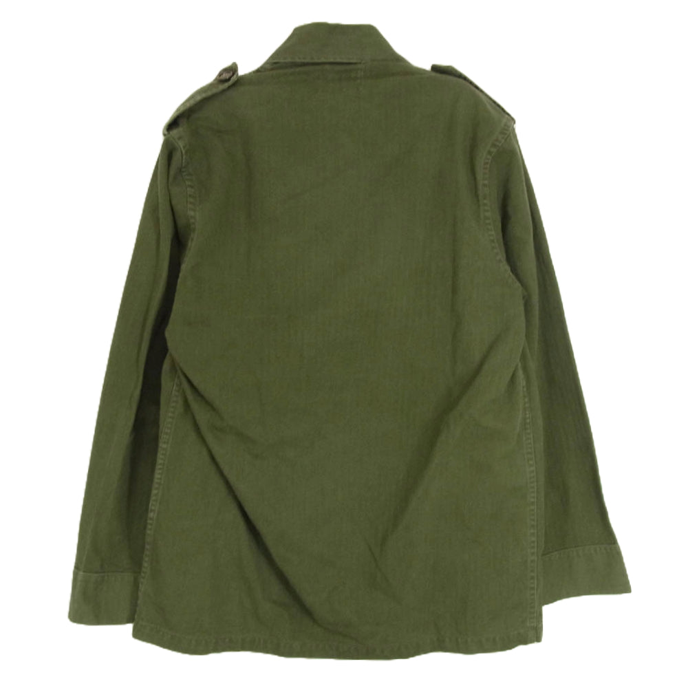 ヴィンテージ 60’s オランダ軍 HBT ヘリンボーン フィールド シャツ 長袖 カーキ系 サイズ表記無【中古】