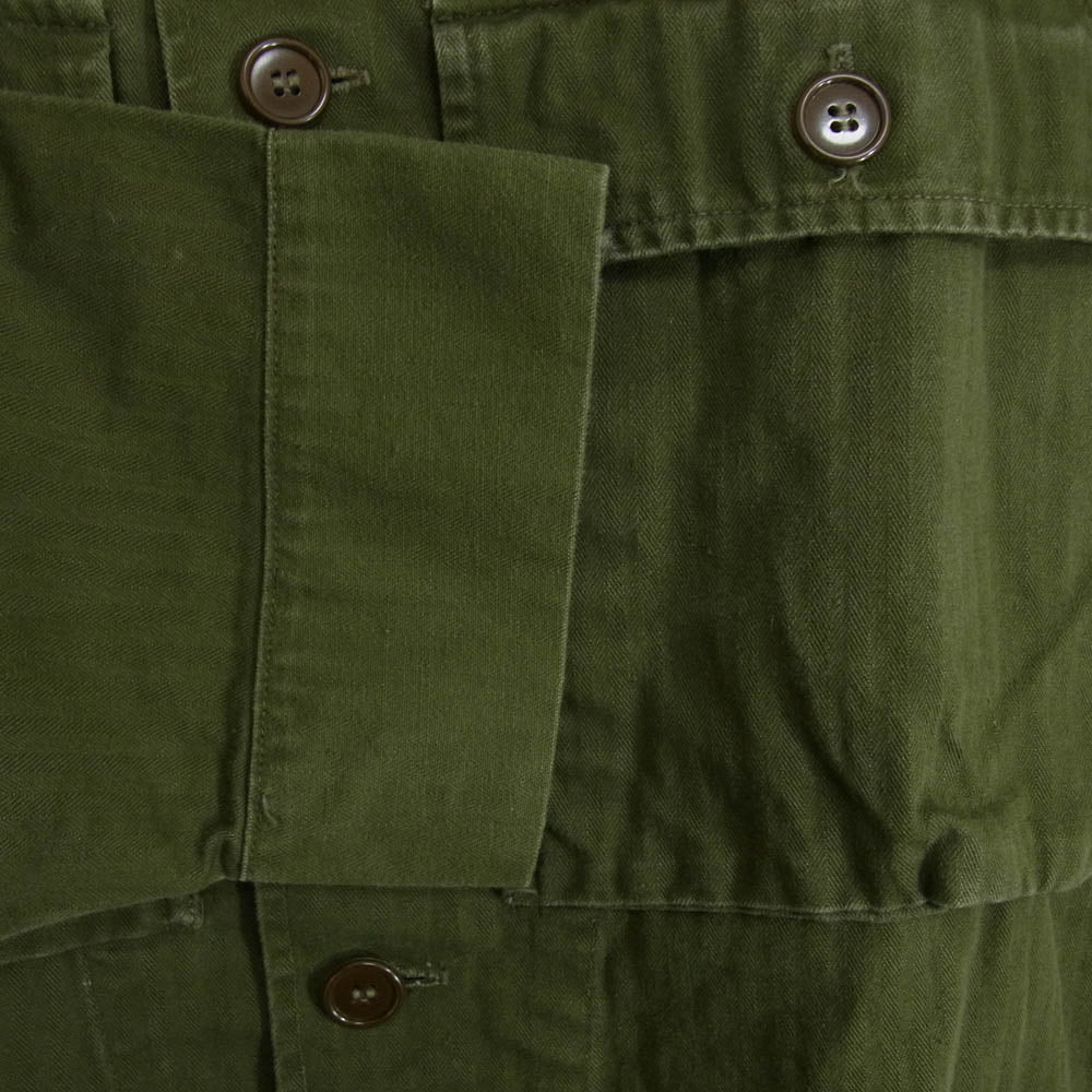 ヴィンテージ 60’s オランダ軍 HBT ヘリンボーン フィールド シャツ 長袖 カーキ系 サイズ表記無【中古】