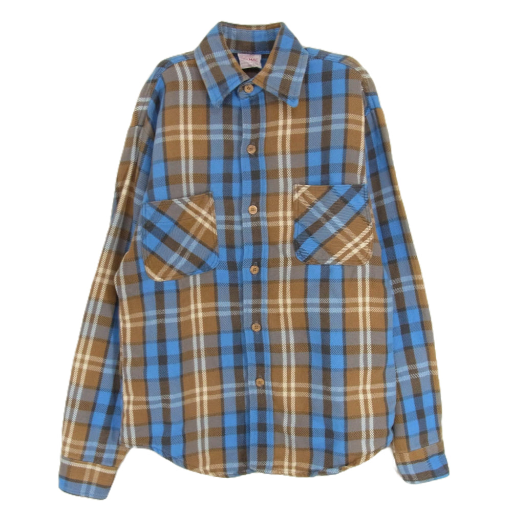 ヴィンテージ 70s USA製 BIG MAC ビッグマック ヘビーネル チェック シャツ ブルー系 S【中古】