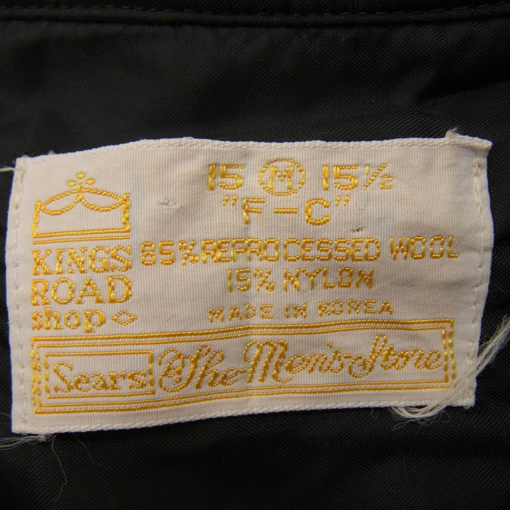 ヴィンテージ 70s kings road sears ウール チェック オープン カラー シャツ レッド系 M【中古】