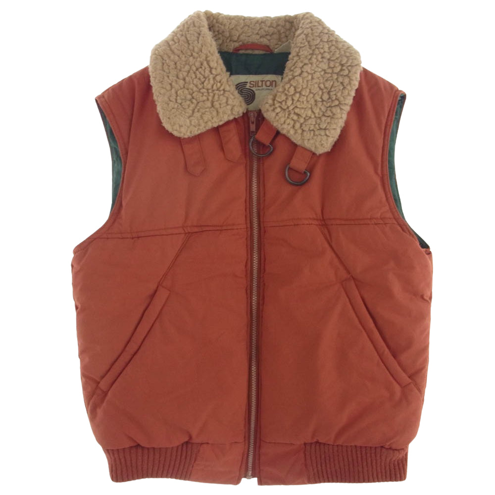 シルトン 70's 中綿 ハイネック ベスト ボア切替 オレンジ系 M【中古】