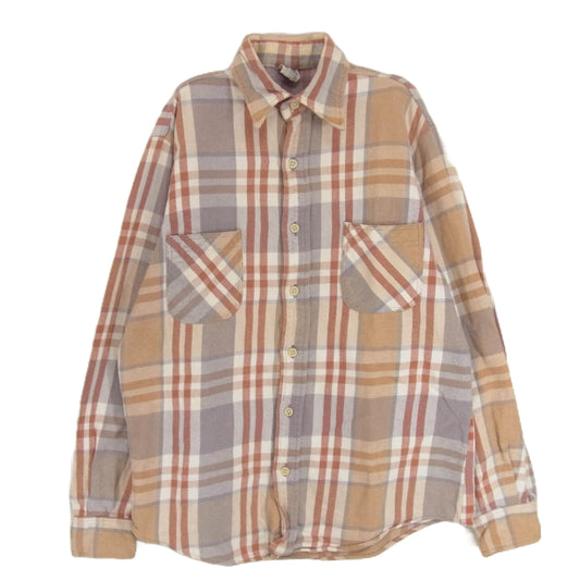 ヴィンテージ 70s USA製 BIG MAC ビッグマック ヘビーネル チェック シャツ ベージュ系 M【中古】