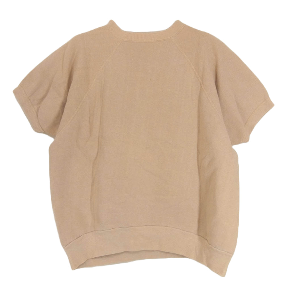 ヴィンテージ カレッジ プリント クルーネック 丸首 半袖 スウェット ベージュ系 サイズ表記無【中古】