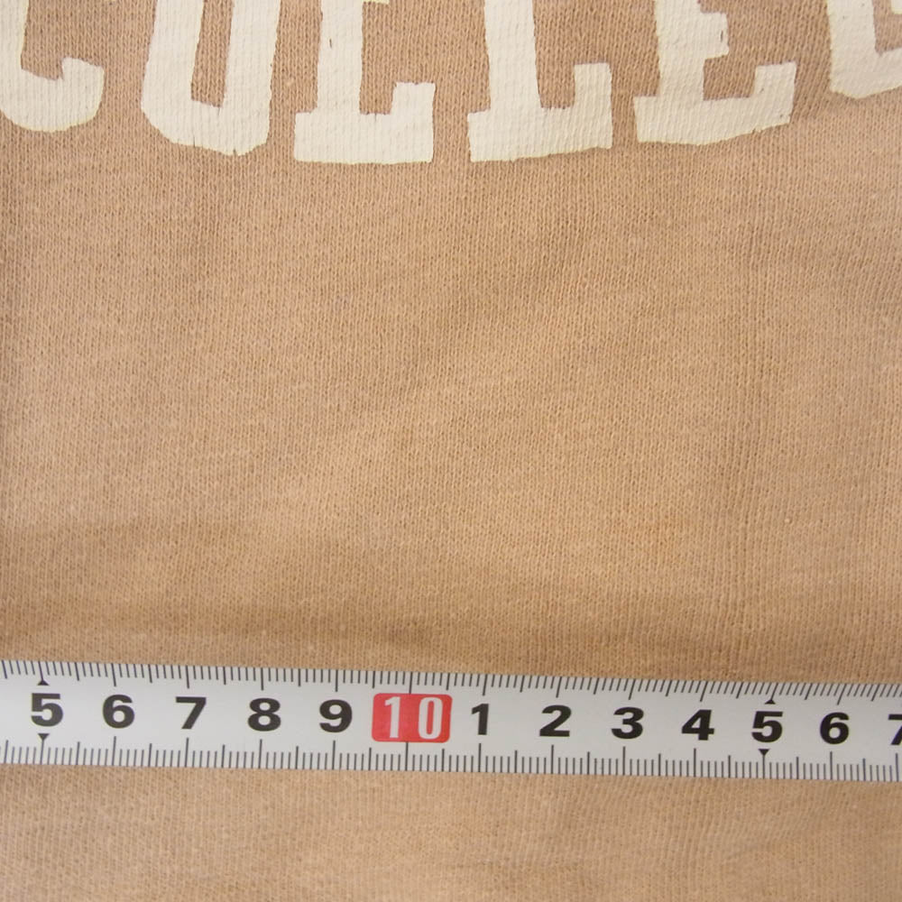 ヴィンテージ カレッジ プリント クルーネック 丸首 半袖 スウェット ベージュ系 サイズ表記無【中古】