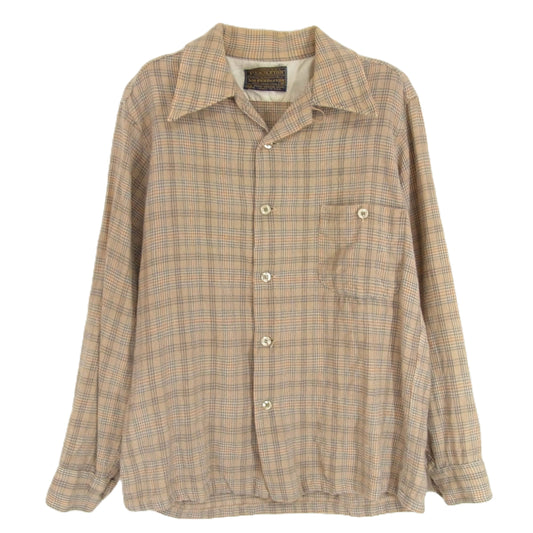 PENDLETON ペンドルトン 70's ウール チェック シャツ 長袖 ブラウン系 M【中古】