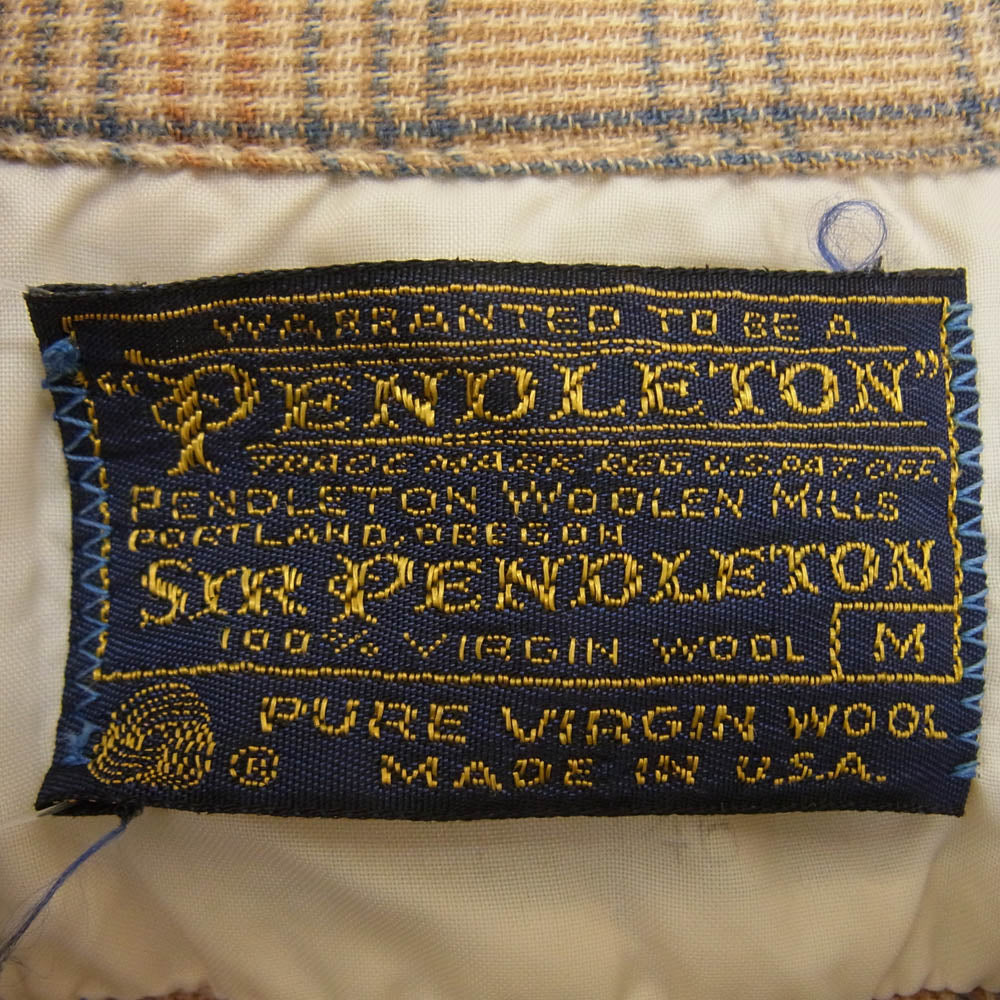 PENDLETON ペンドルトン 70's ウール チェック シャツ 長袖 ブラウン系 M【中古】