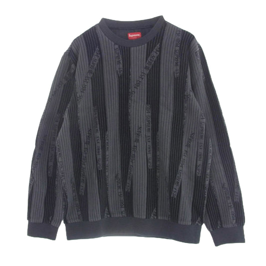 Supreme シュプリーム 20AW Textured Stripe Crewneck テクスチャード ストライプ クルーネック ニット スウェットシャツ グレー系 M【中古】
