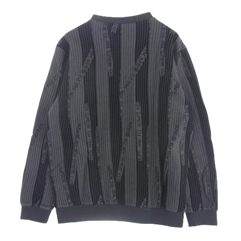 Supreme シュプリーム 20AW Textured Stripe Crewneck テクスチャード ストライプ クルーネック ニット スウェットシャツ グレー系 M【中古】