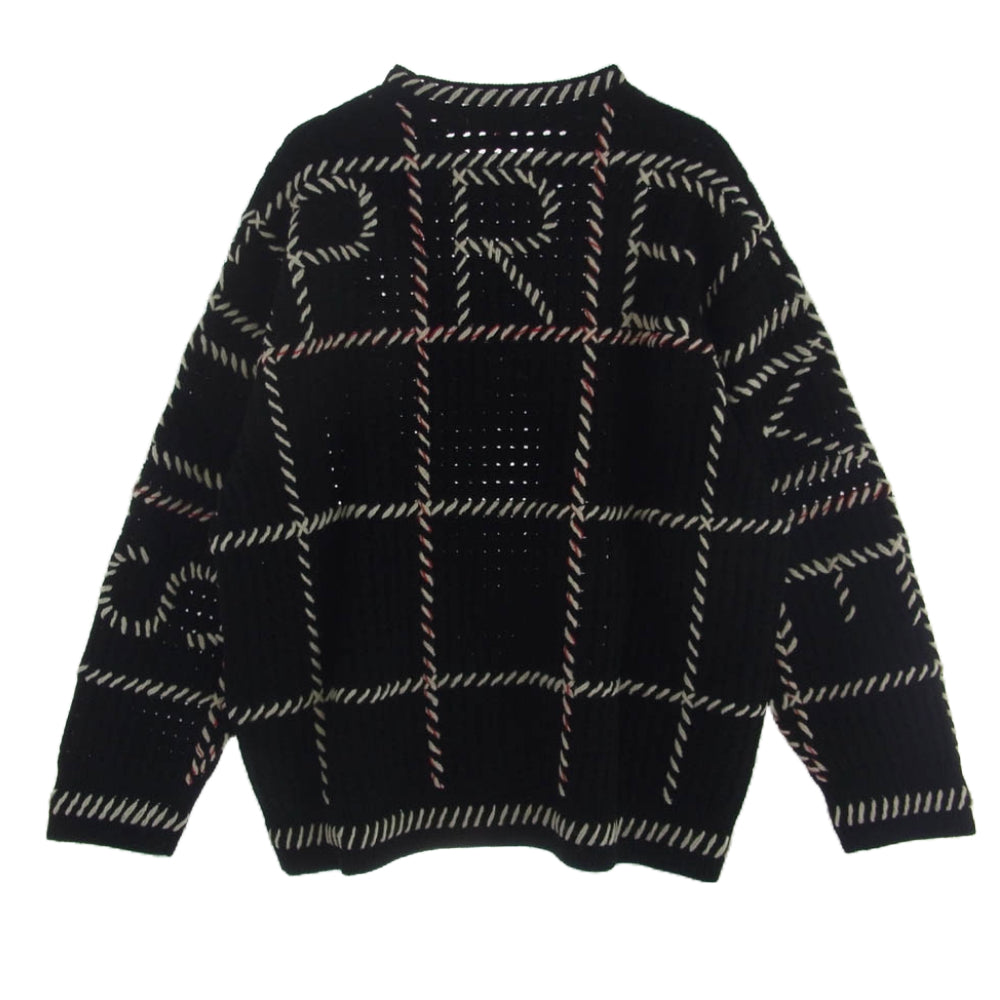 Supreme シュプリーム 23SS Quilt Stitch Sweater キルトステッチ ニット セーター ブラック系 L【極上美品】【中古】