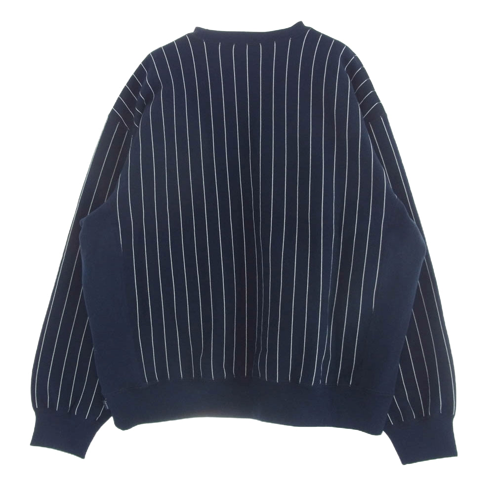 Supreme シュプリーム 24SS Pinstripe Crewneck ピンストライプ クルーネック スウェットシャツ トレーナー ネイビー系 L【極上美品】【中古】