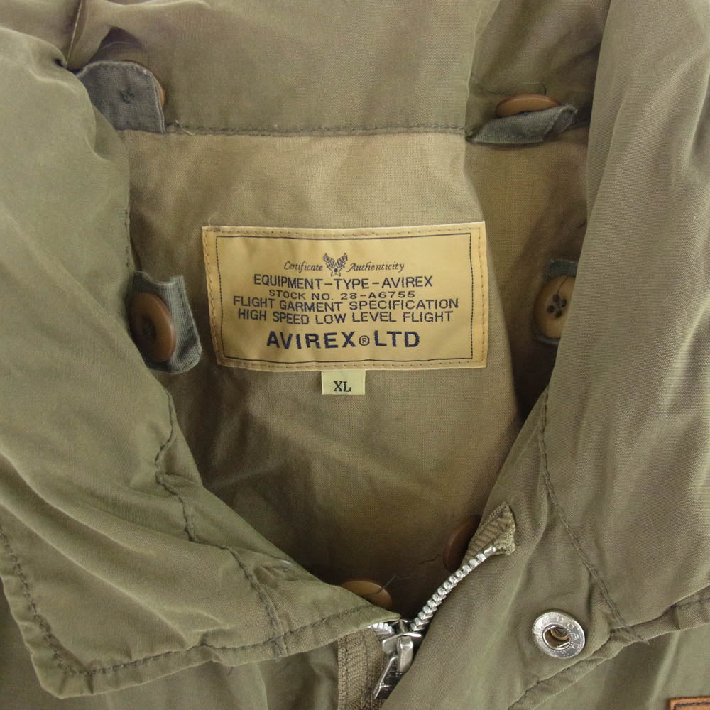 AVIREX アヴィレックス 6172034 M-65 フィールドジャケット コールドウェザーパーカ モッズコート カーキ系 XL【中古】