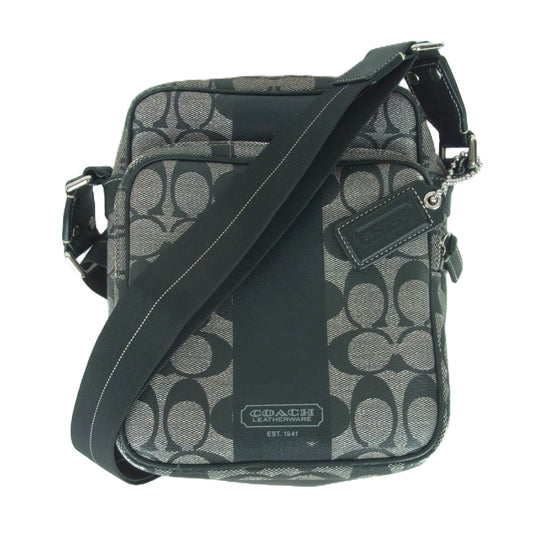 COACH コーチ F70078 シグネチャー PVC ショルダー ボディ バッグ グレー系 ブラック系【中古】