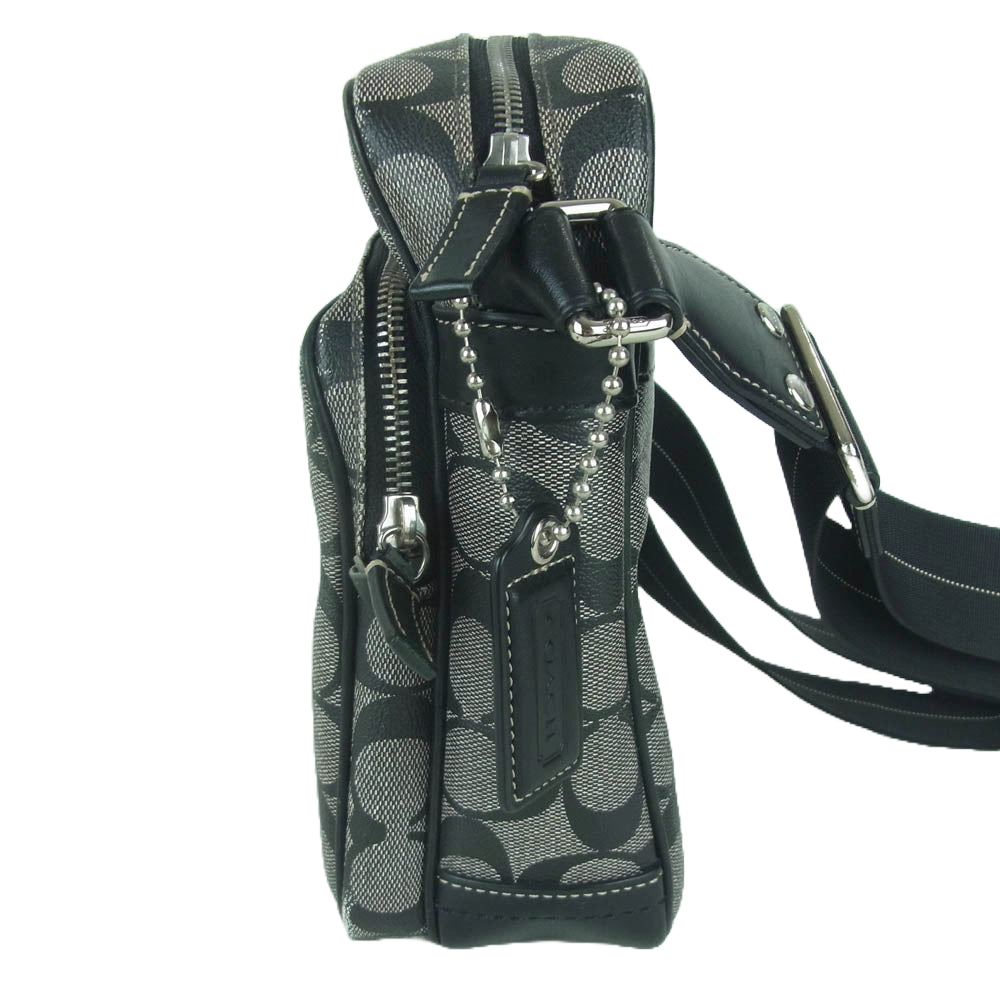 COACH コーチ F70078 シグネチャー PVC ショルダー ボディ バッグ グレー系 ブラック系【中古】