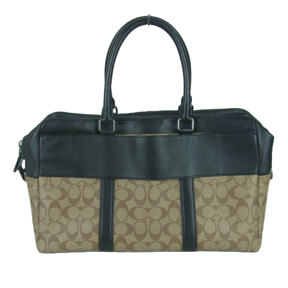 COACH コーチ F78724 レザー切替 シグネチャー ボストン バッグ ベトナム製 ベージュ系 ブラック系【中古】