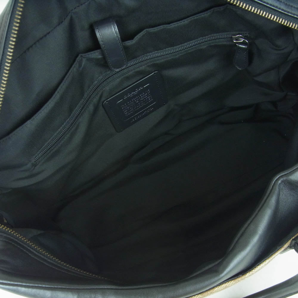COACH コーチ F78724 レザー切替 シグネチャー ボストン バッグ ベトナム製 ベージュ系 ブラック系【中古】