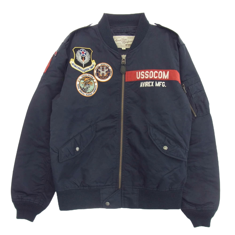 AVIREX アヴィレックス 6192132 SPECIAL OPERATIONS COMMAND L-2  ブルゾン ワッペン付き フライトジャケット ネイビー系 XL【中古】