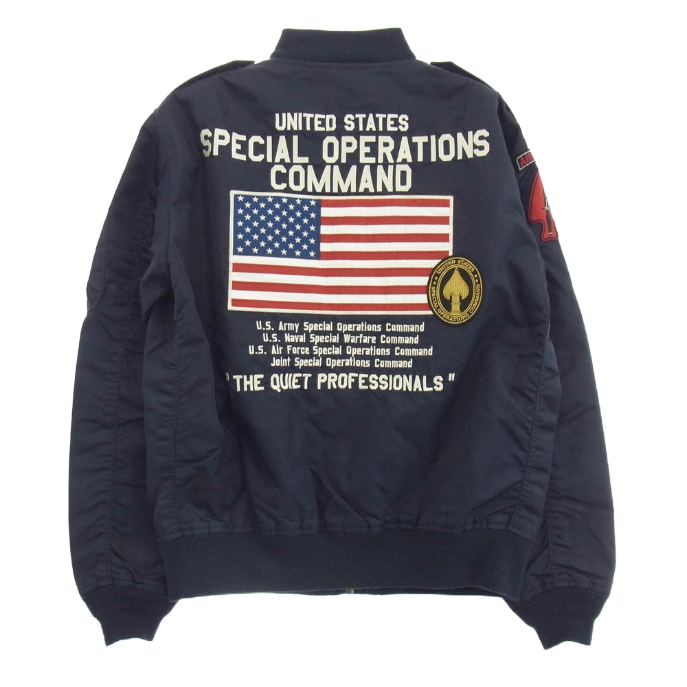 AVIREX アヴィレックス 6192132 SPECIAL OPERATIONS COMMAND L-2  ブルゾン ワッペン付き フライトジャケット ネイビー系 XL【中古】