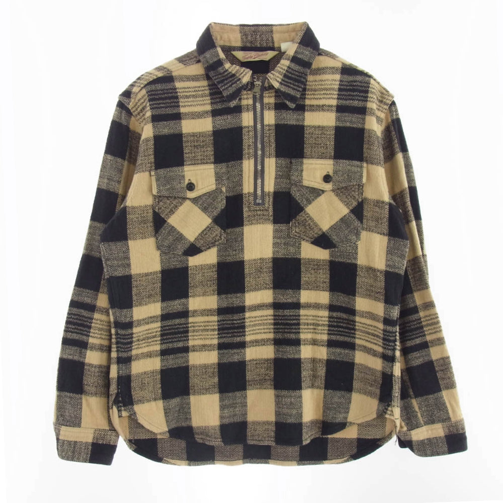 トロフィークロージング TR19AW-404 Buffalo Half Zip Shirt バッファローチェック ハーフジップ シャツ ブラック系 ベージュ系 14/S【中古】