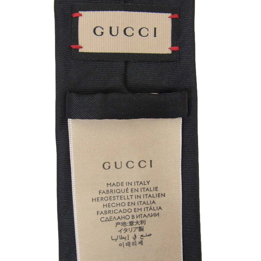 GUCCI グッチ 677884 4E002 インターロッキングG シルク ネクタイ ブラック系【中古】