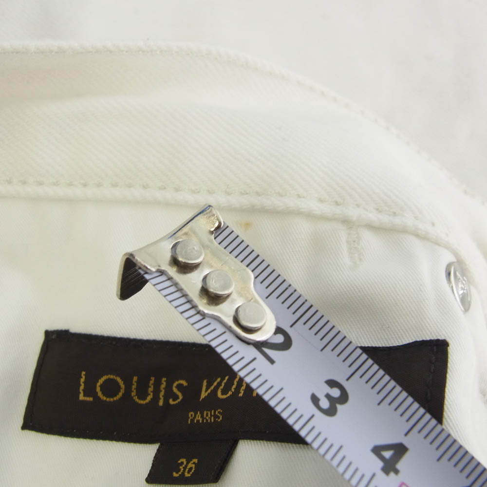 LOUIS VUITTON ルイ・ヴィトン MKDP01CQU モノグラム刺繍 ジップフライ デニムパンツ ジーンズ ホワイト系 36【中古】