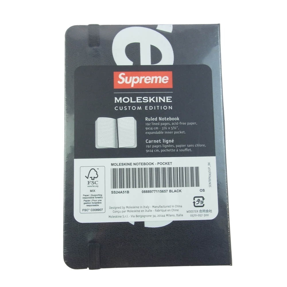 Supreme シュプリーム 24AW Moleskine Pocket Notebook モレスキン ポケット ノート ブック ブラック系【新古品】【未使用】【中古】