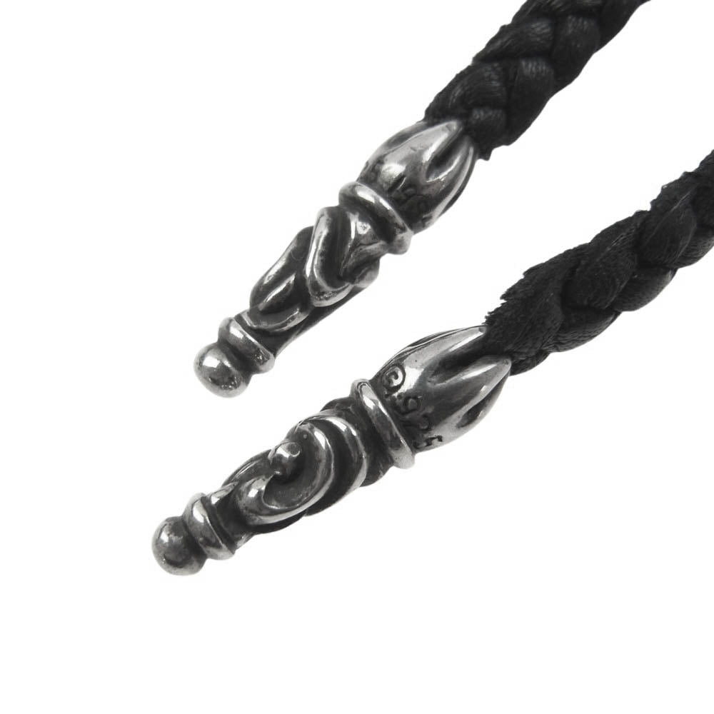 CHROME HEARTS クロムハーツ（原本無） LEATHER BRAID スクロール レザーブレード ネックレス シルバー系 ブラック系【中古】