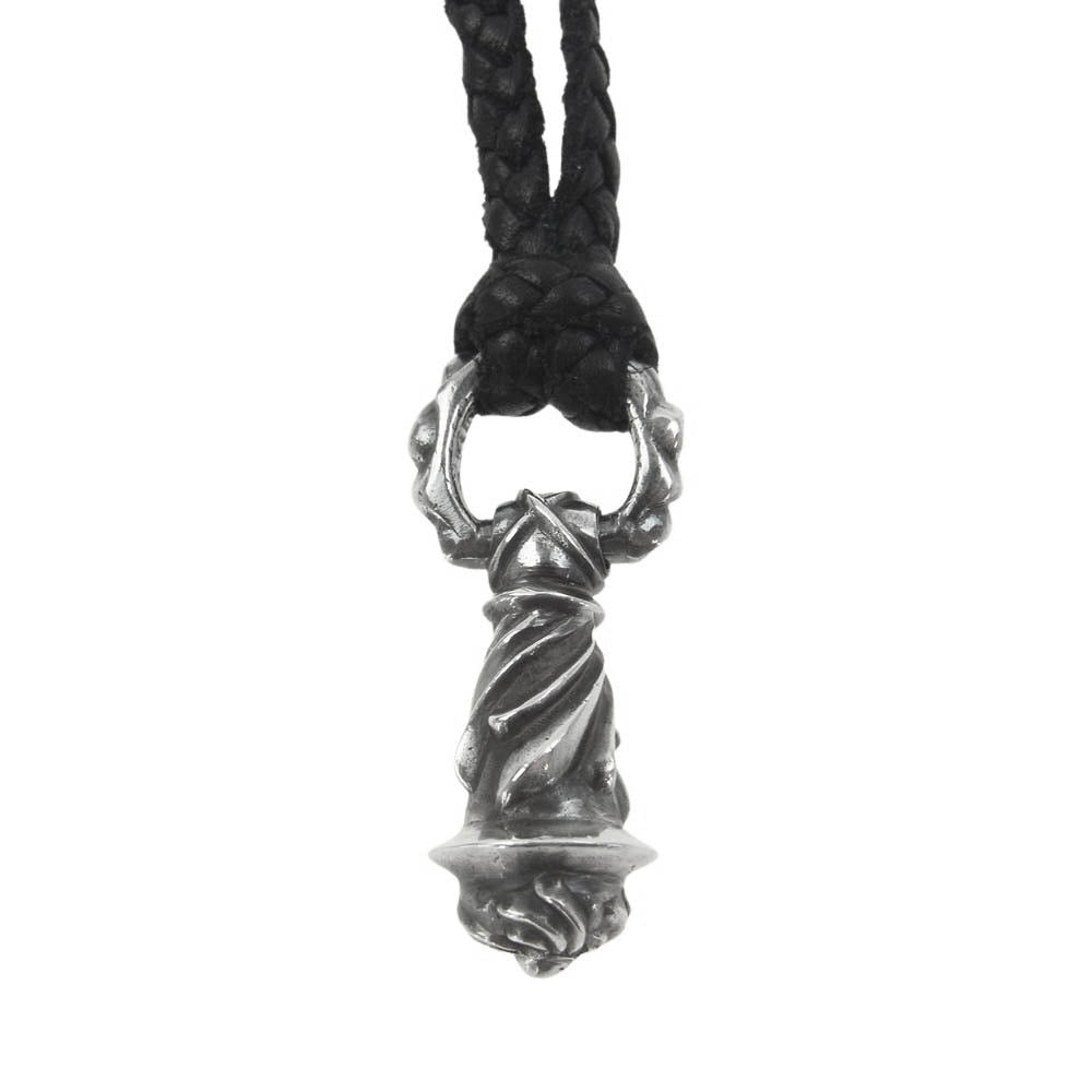 CHROME HEARTS クロムハーツ（原本無） CAMPANA カンパナ ペンダントトップ レザーブレイド ネックレス シルバー系 ブラック系【中古】