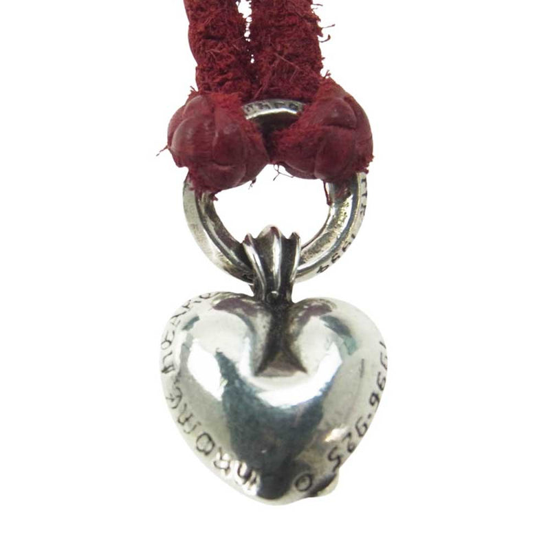 CHROME HEARTS クロムハーツ（原本無） HEART PENDANT オールド ハート ペンダントトップ レザーブレイド ネックレス シルバー系 レッド系【中古】