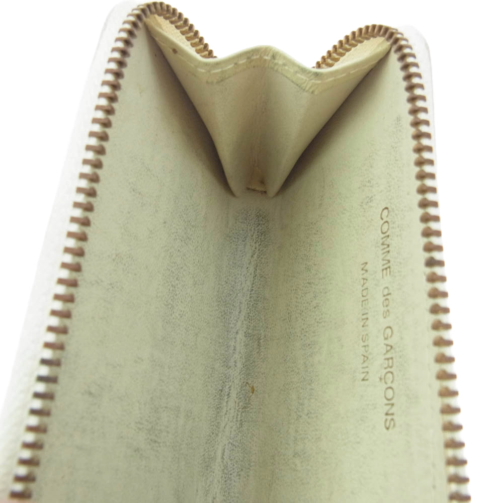 COMME des GARCONS コムデギャルソン SA 410X レザー ラウンド ファスナー 小銭入れ コインケース オフホワイト系【中古】