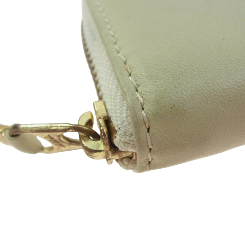 COMME des GARCONS コムデギャルソン SA 410X レザー ラウンド ファスナー 小銭入れ コインケース オフホワイト系【中古】