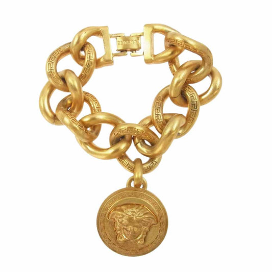 VERSACE ヴェルサーチ メデューサ ロゴ チェーン ブレスレット ゴールド系【中古】