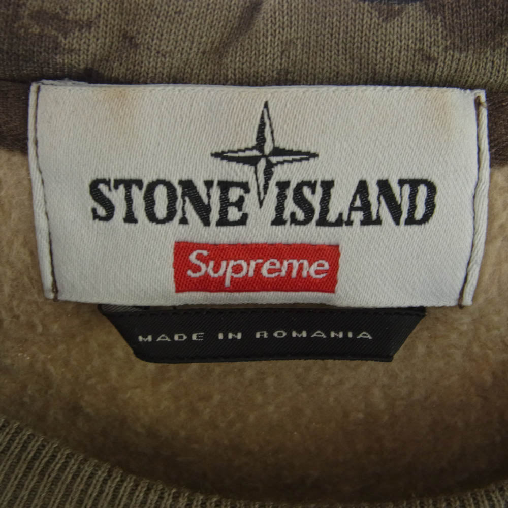 Supreme シュプリーム 14AW Stone Island Crewneck Sweatshirt Woodland Camo クルーネック カモフラ スウェット カーキ系 L【中古】