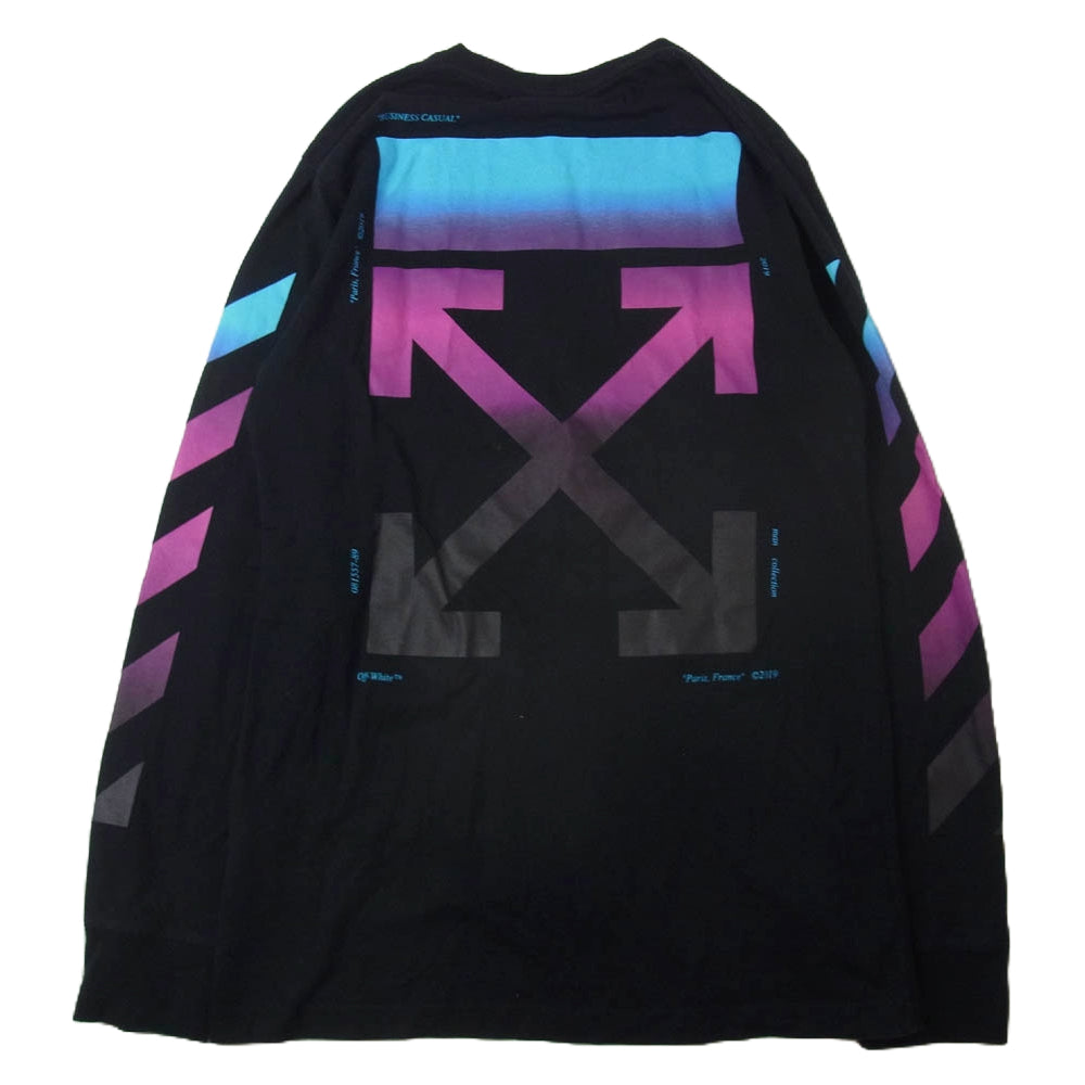 OFF-WHITE オフホワイト 18AW OMAB001F18185 DIAG GRADIENT L/S TEE ダイアググラディエント ロングスリーブ Tシャツ 長袖 カットソー グラデーション アロープリント ブラック系 L【中古】