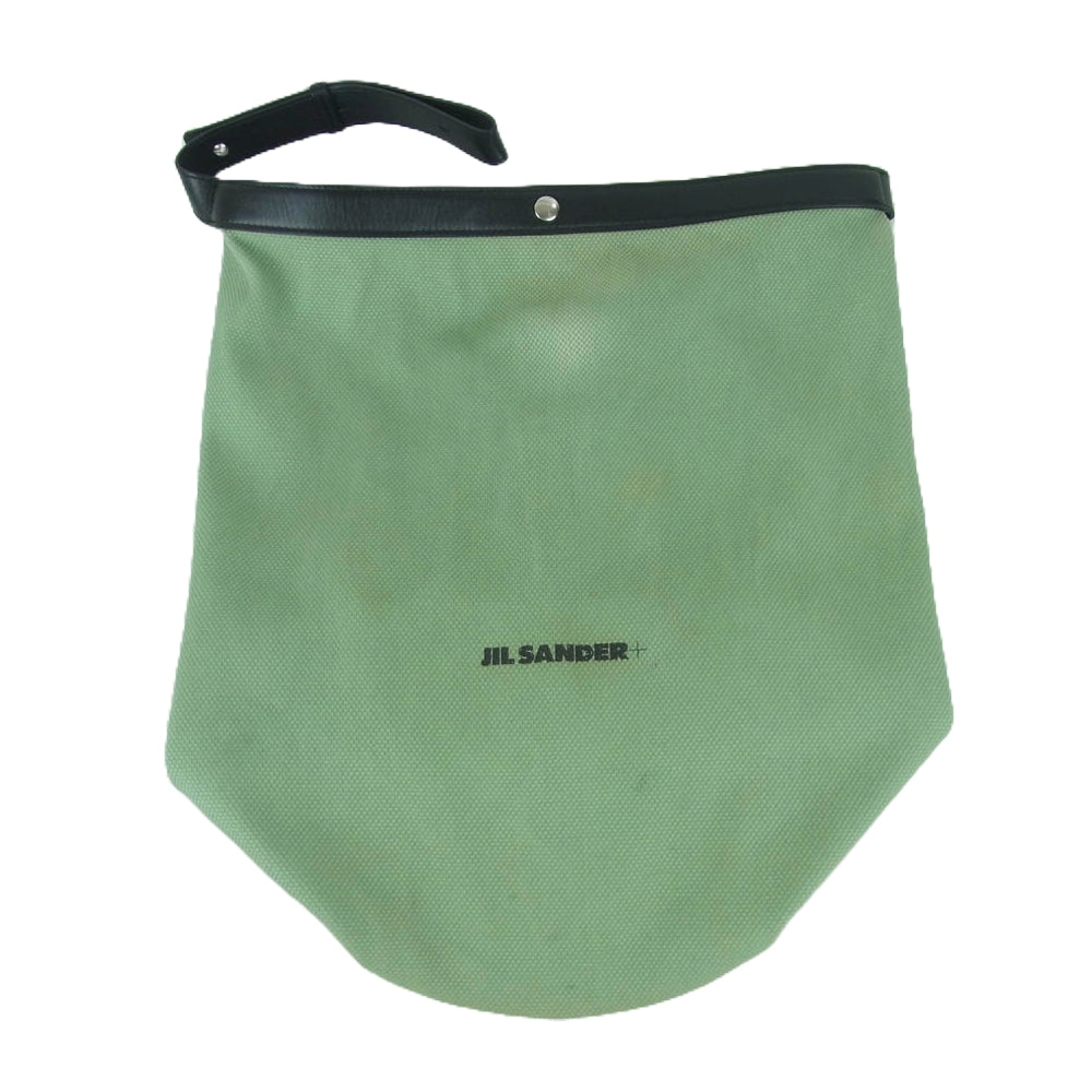 JIL SANDER+ ジルサンダープラス キャンバス ドローストリング 巾着型 ショルダー バッグ ライトグリーン系 ブラック系【中古】